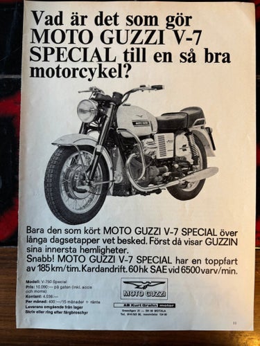 MOTO GUZZI V-7 SPECIAL 1970 Motorcykel Annons