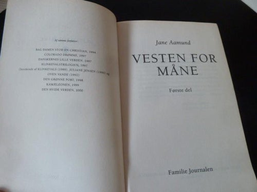 JANE AAMUND, VESTEN FOR MÅNE, FØRSTE DEL, 2003, BOK, BOG