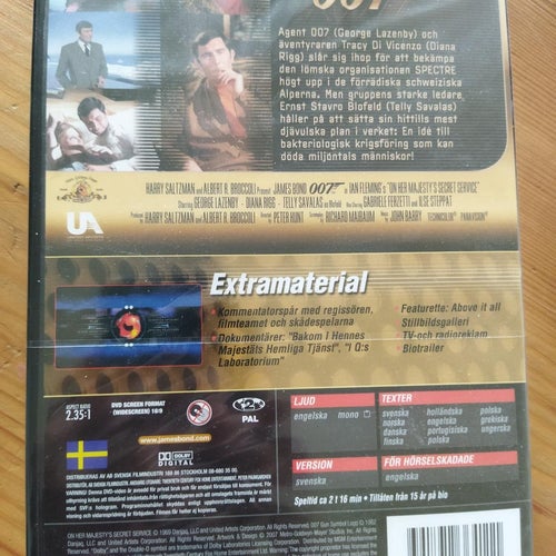 I hennes majestäts hemliga tjänst. DVD. NY, inplastad