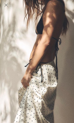 NY! NWT! Zara medellång kjol i satäng med prickar, stl S