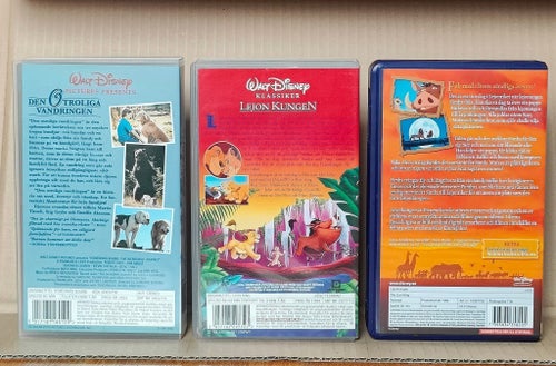6 VHS filmer: Lejonkungen, Tarzan, Nalle Puh, Pocahontas II, Den Otroliga
