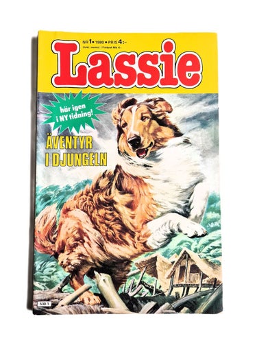 FÖRSTANUMMER! LASSIE 1980 nr 1 INKL SAMLARBILD GIRAFF SEMIC HUNDAR REA!
