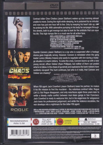 DVD 3i1 / Crank + Chaos + Rogue Assassin / Jason Statham / Nära nyskick