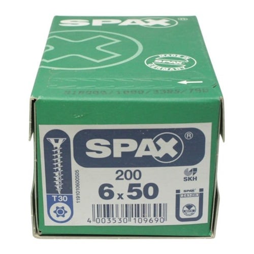 Träskruv 6x50mm försänkt SPAX 200-pack