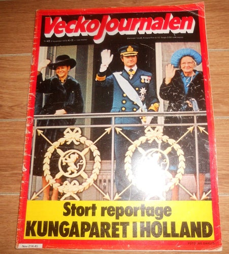 Veckojournalen nr45 1976 kungligt Silvia, Andy Warhol,Sixten Ehrling,Saul Bellow