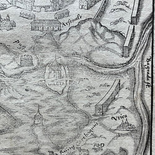 (1588) Münsters Cosmographia: Stort träsnitt över Tunis mm
