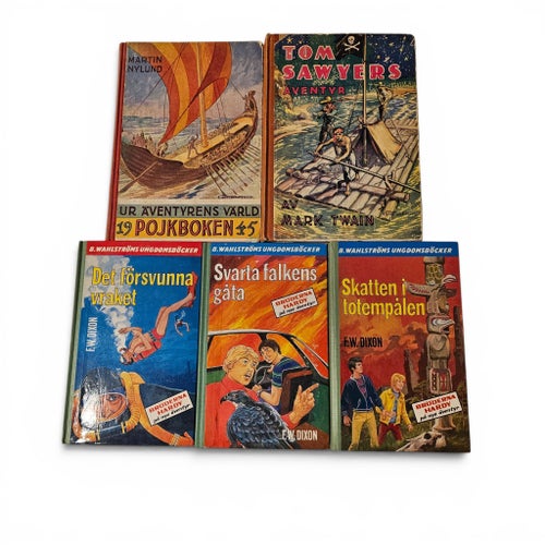 Hardy Boys + Tom Sawyer – retro ungdomsböcker (5 st)