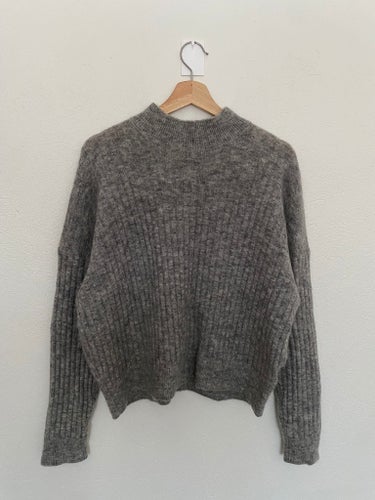 H&M premium mohair blend grå tröja, storlek S oversize