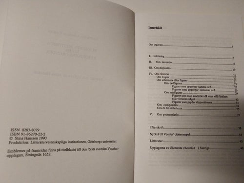 Vossius' Elementa Rhetorica. bok, häftad Very Fine