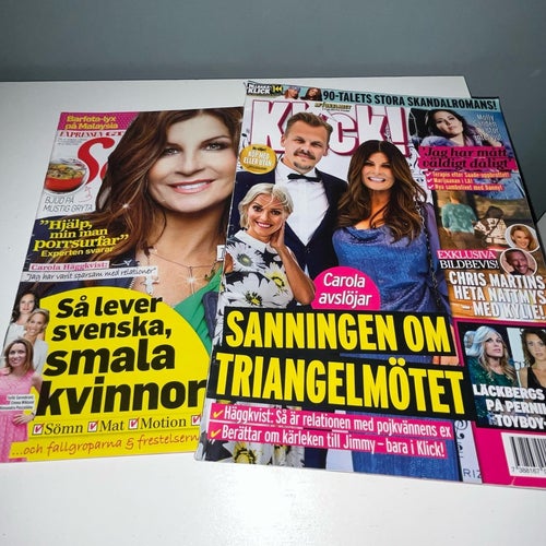 Två Tidningar, båda med artiklar om Carola