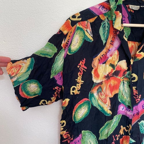 Vintage Flerfärgad tropical blus skjorta, storlek 44