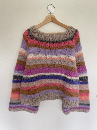 Vacker och unik alpacka mix handstickad tröja, XL