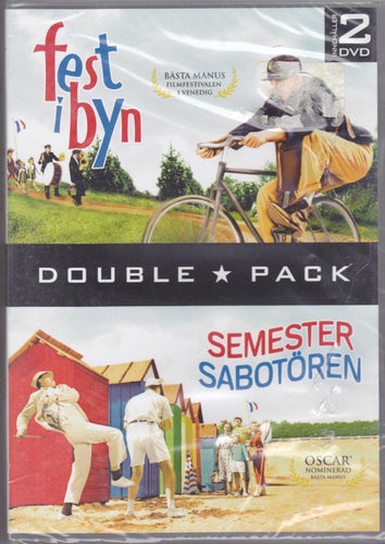 DVD 2i1 / Fest I Byn + Semestersabotören / 2-disc / Tati / Ny & Inplastad