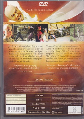 DVD / Fearless / Jet Li, Nakamura Shidou, Nathan Jones / Nära nyskick