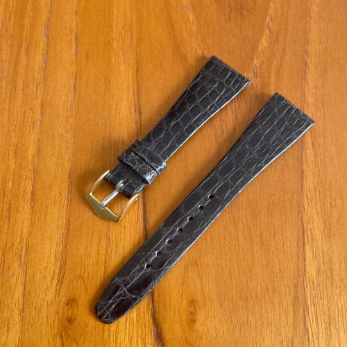 Läderband 20mm krokodil Svart Vintage