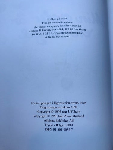 MIN SYSTER ÄR EN ÄNGEL Anna Höglund Ulf Stark 2001