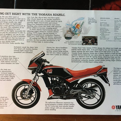 Yamaha RD125LC 1985 RD125 LC Broschyr