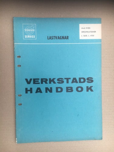 VOLVO Verkstadshandbok Lastbil L4650 L4750 Specifikationer