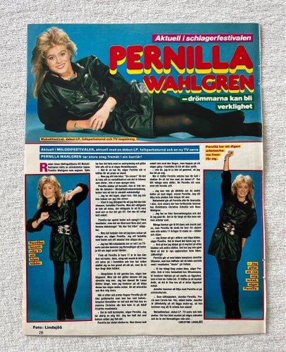 Pernilla Wahlgren 1985 Reportage clips poster - Tidningen OKEJ 1980-tal