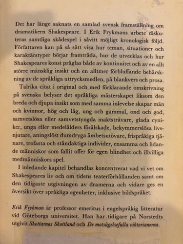 Shakespeare av Erik Frykman, 1986