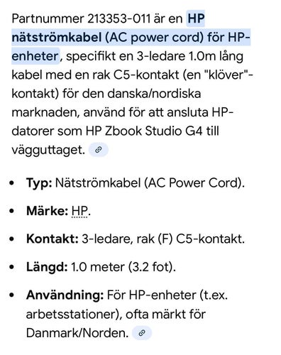HP Nätströmskabel 213353-011 Laptop Dator