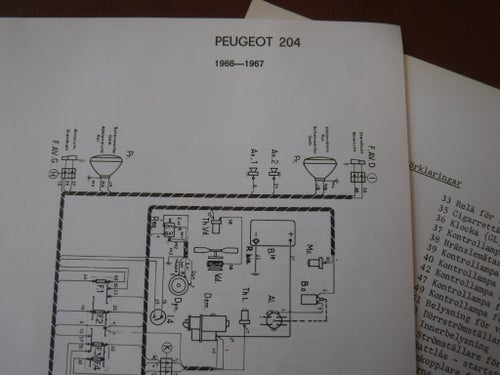 Elschema till Peugeot 204, 1966-67.