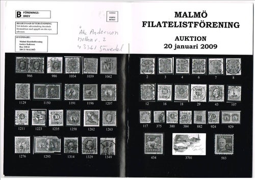 MALMÖ FILATELISTFÖRENING Auktion 20 januari 2009