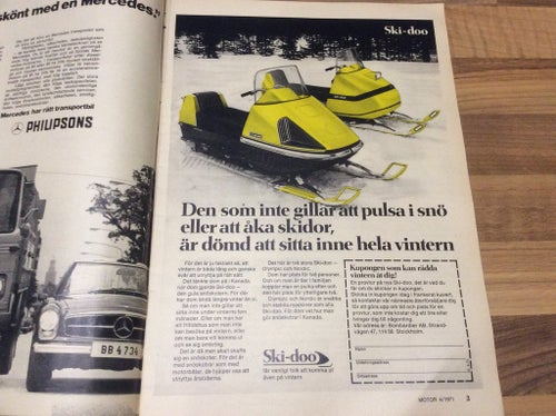 Motor nr 4 1971 ski doo reklam,Ford Taunus 17 M ,Algeriet ,Bil emblem