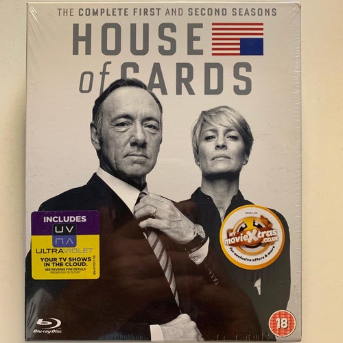 HOUSE OF CARDS, COMPLETE FIRST AND SECOND SEASONS. BLU-RAY BOX. INPLASTAD