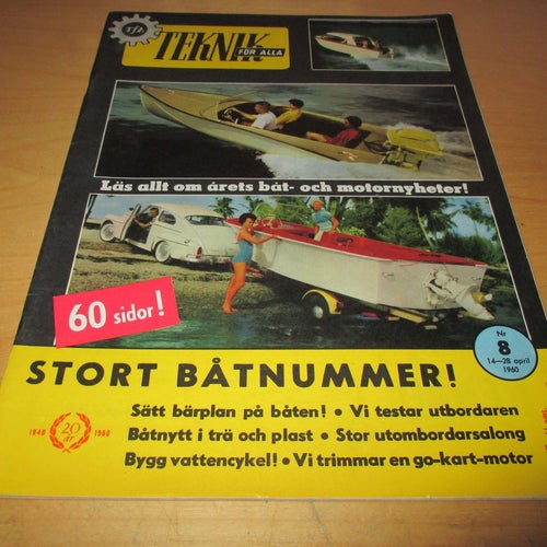 TEKNIK FÖR ALLA NR 8 1960. STUDEBAKER LARK, STORT BÅTNUMMER, M.M