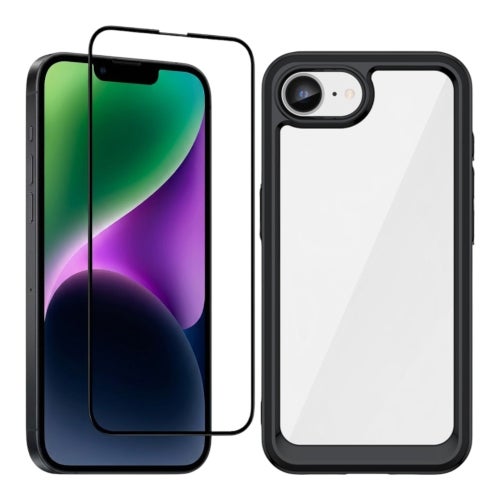[Paket] iPhone 16e/17e Skal + 9H Härdat Glas Skärmskydd - Transparent/Svart