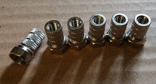 F-kontakt för koaxialkabel 5 mm i 6-pack.