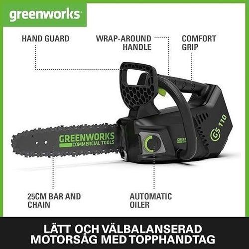 Greenworks GD40TCS GS 110 Motorsåg Ny I Originalkartong