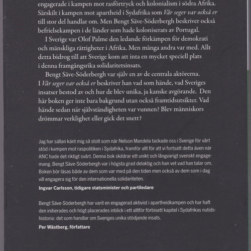 "Vår seger var också er" - Bengt Säve-Söderbergh. Oläst bok, Danskt band