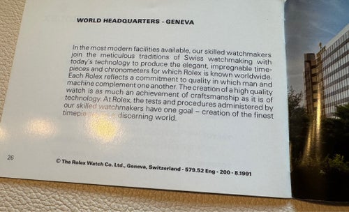 Rolex Your Oyster Perpetual 8/1991