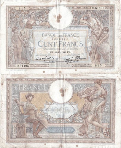 1938 (20 October), 100 Francs - France | P-86b.7