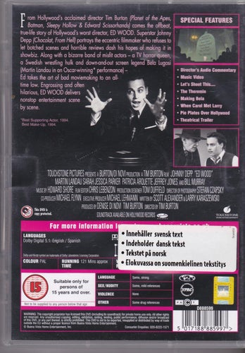 DVD / Ed Wood / Tim Burton / Johnny Depp, Patricia Arquette / Fint beg. skick
