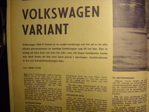 Nytest av VW Volkswagen 1500 S Variant från  1964