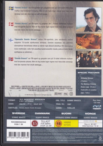 DVD / Donnie Brasco / Al Pacino, Johnny Depp, Anne Heche / Nära nyskick