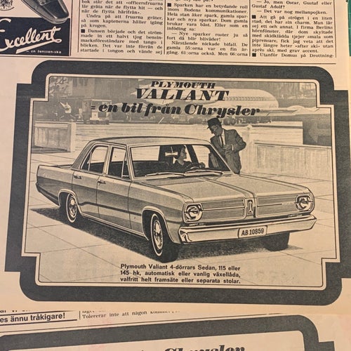 Retro-annons ”Plymouth Valiant – kvalité” från 1967