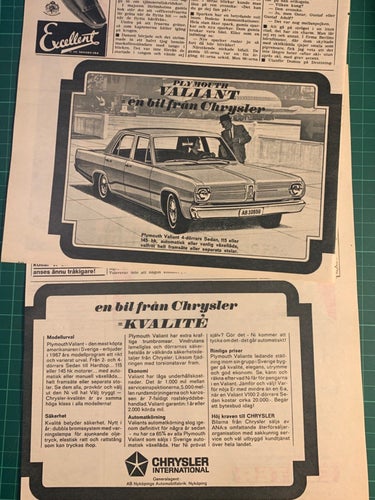 Retro-annons ”Plymouth Valiant – kvalité” från 1967