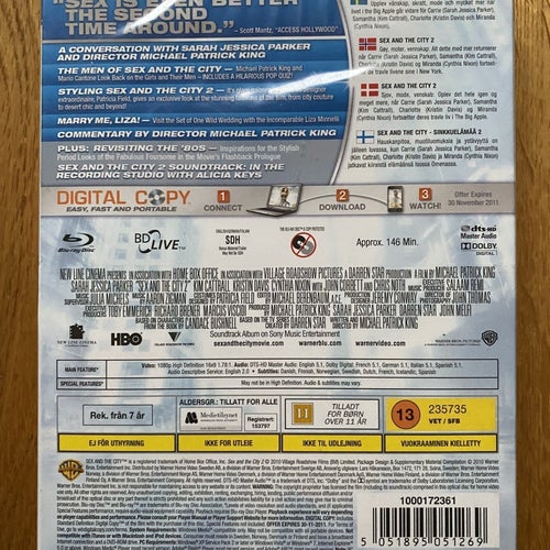 Sex and the City 2 - Blu-ray + DVD + Digital Copy + SLIPCASE - NYTT & INPLASTAD!