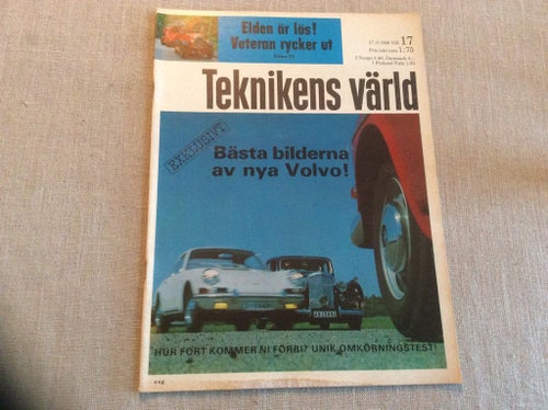Teknikens Värld Nr 17 1966 GLAS 1700,Brandbil,GM LOK,Volvo 144
