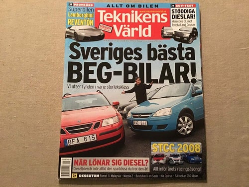 TEKNIKENS VÄRLD NR 9 2008 STCC 2008,LAMBORGHINI REVENTON, MERCEDES SLK,SAAB 9-5,