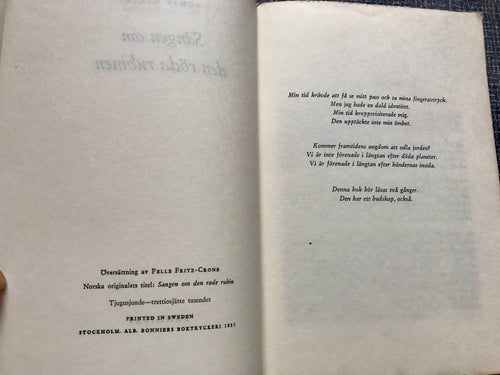SÅNGEN OM DEN RÖDA RUBINEN Agnar Mykle 1957