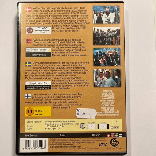 THE BOUNTY. MEL GIBSON, ANTHONY HOPKINS. DVD ACTION -84.
