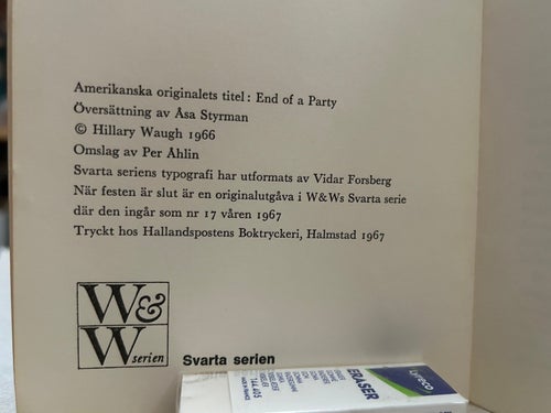 När festen är slut av Hillary Waugh, bok, Very good plus