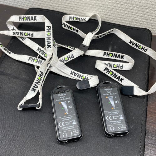 2x Phonak Roger Receiver Guide-U trådlösa mottagare med halssnoddar