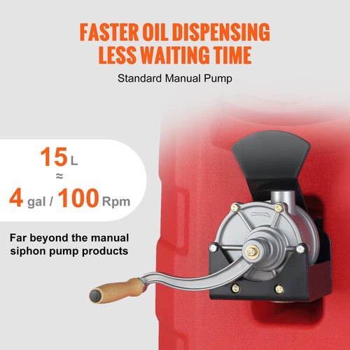 Bränslevagn 60 Liter med Handpump och Hjul för Bensin & Diesel