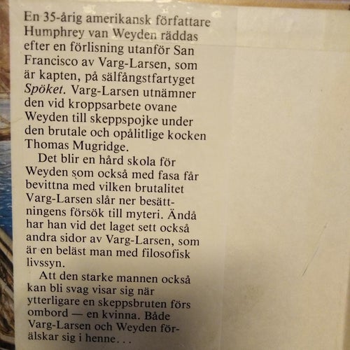 Varg-Larsen av Jack London, bok. Very Good+. BM